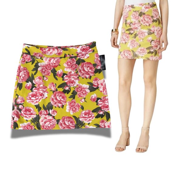 INC Spring Floral Romance Knit Mini Skirt NWT Size 8 - Picture 1 of 4